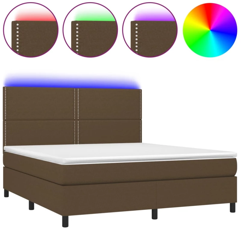 ΚΡΕΒΑΤΙ BOXSPRING ΜΕ ΣΤΡΩΜΑ & LED ΣΚ.ΚΑΦΕ 180X200ΕΚ. ΥΦΑΣΜΑΤΙΝΟ 3134816