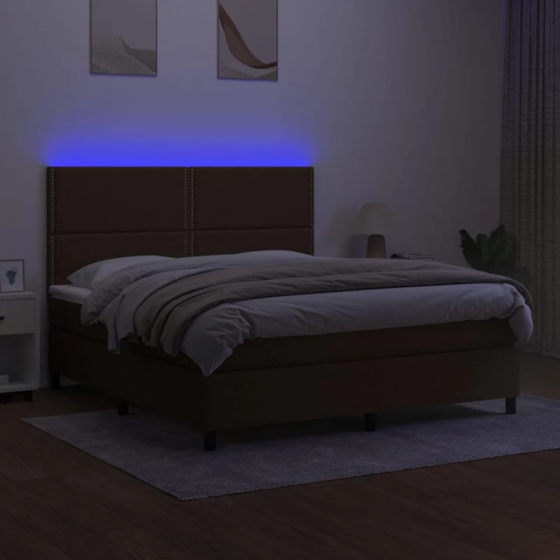ΚΡΕΒΑΤΙ BOXSPRING ΜΕ ΣΤΡΩΜΑ & LED ΣΚ.ΚΑΦΕ 180X200ΕΚ. ΥΦΑΣΜΑΤΙΝΟ 3134816