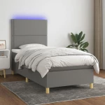 ΚΡΕΒΑΤΙ BOXSPRING ΜΕ ΣΤΡΩΜΑ & LED ΣΚ.ΓΚΡΙ 90X200 ΕΚ. ΥΦΑΣΜΑΤΙΝΟ 3135326