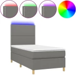 ΚΡΕΒΑΤΙ BOXSPRING ΜΕ ΣΤΡΩΜΑ & LED ΣΚ.ΓΚΡΙ 90X200 ΕΚ. ΥΦΑΣΜΑΤΙΝΟ 3135326