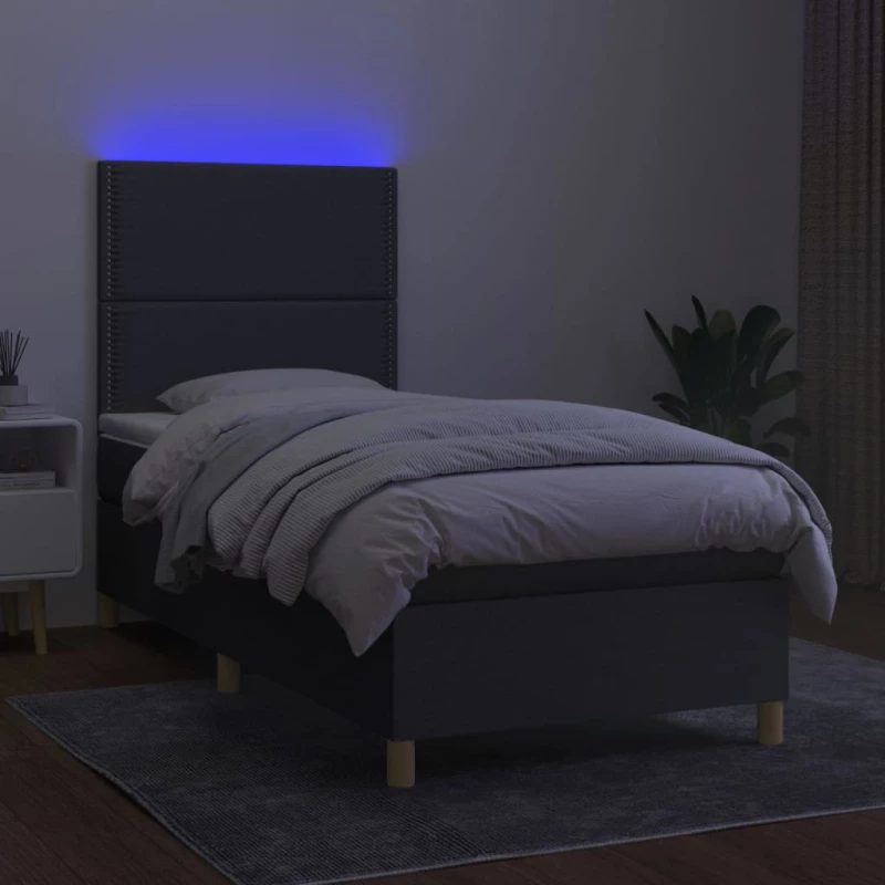 ΚΡΕΒΑΤΙ BOXSPRING ΜΕ ΣΤΡΩΜΑ & LED ΣΚ.ΓΚΡΙ 90X200 ΕΚ. ΥΦΑΣΜΑΤΙΝΟ 3135326