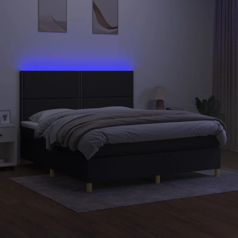 ΚΡΕΒΑΤΙ BOXSPRING ΜΕ ΣΤΡΩΜΑ & LED ΜΑΥΡΟ 180X200 ΕΚ. ΥΦΑΣΜΑΤΙΝΟ 3135375