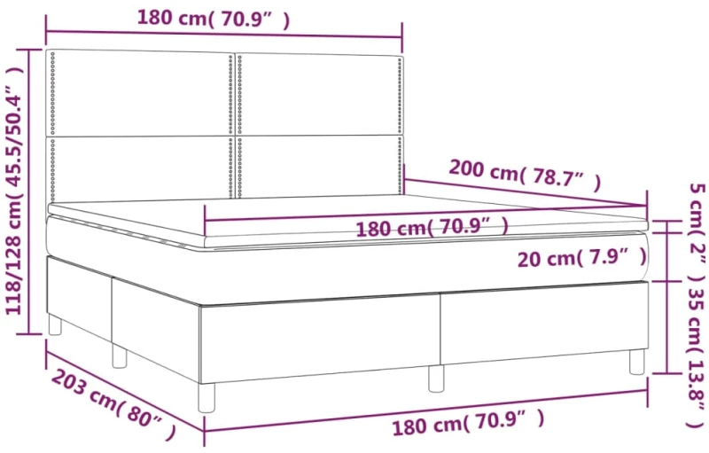 ΚΡΕΒΑΤΙ BOXSPRING ΜΕ ΣΤΡΩΜΑ & LED ΜΑΥΡΟ 180X200 ΕΚ. ΥΦΑΣΜΑΤΙΝΟ 3135375