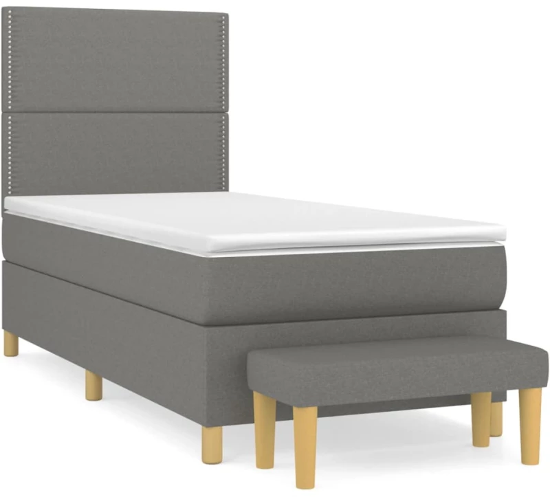 ΚΡΕΒΑΤΙ BOXSPRING ΜΕ ΣΤΡΩΜΑ ΣΚΟΥΡΟ ΓΚΡΙ 90X190 ΕΚ. ΥΦΑΣΜΑΤΙΝΟ 3137038