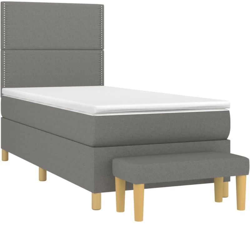 ΚΡΕΒΑΤΙ BOXSPRING ΜΕ ΣΤΡΩΜΑ ΣΚΟΥΡΟ ΓΚΡΙ 90X190 ΕΚ. ΥΦΑΣΜΑΤΙΝΟ 3137038