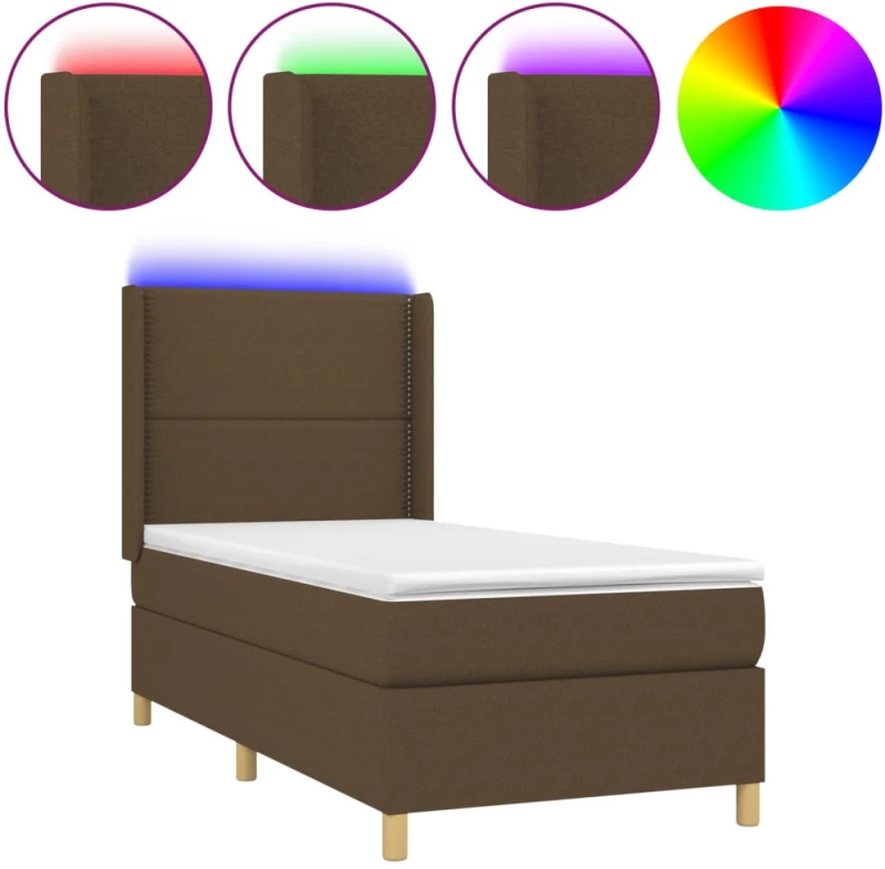 ΚΡΕΒΑΤΙ BOXSPRING ΜΕ ΣΤΡΩΜΑ & LED TAUPE 90X200 ΕΚ. ΥΦΑΣΜΑΤΙΝΟ 3138769