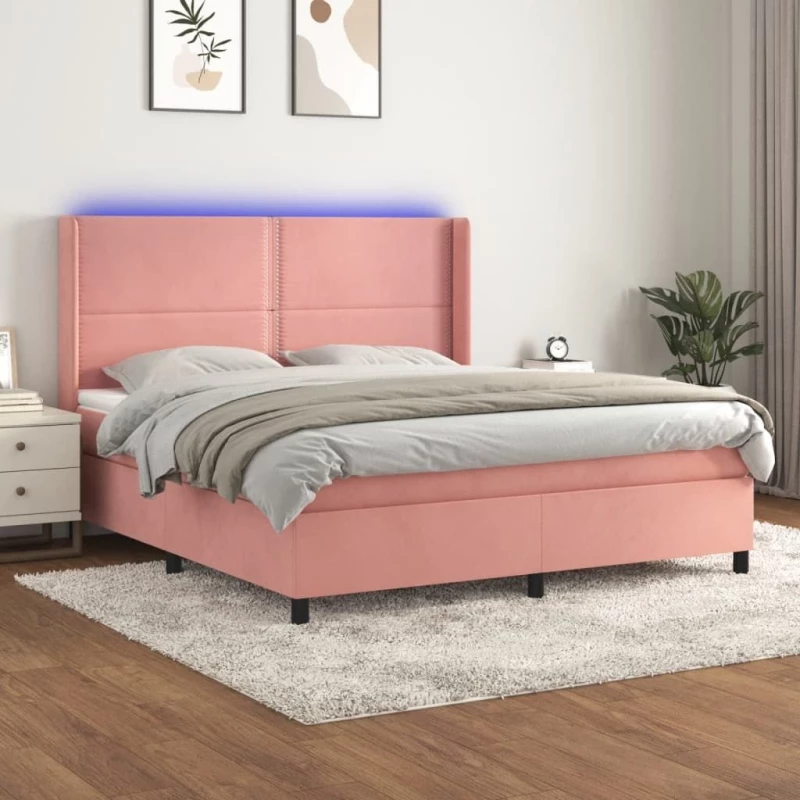 ΚΡΕΒΑΤΙ BOXSPRING ΜΕ ΣΤΡΩΜΑ & LED ΡΟΖ 160X200 ΕΚ. ΒΕΛΟΥΔΙΝΟ 3139516