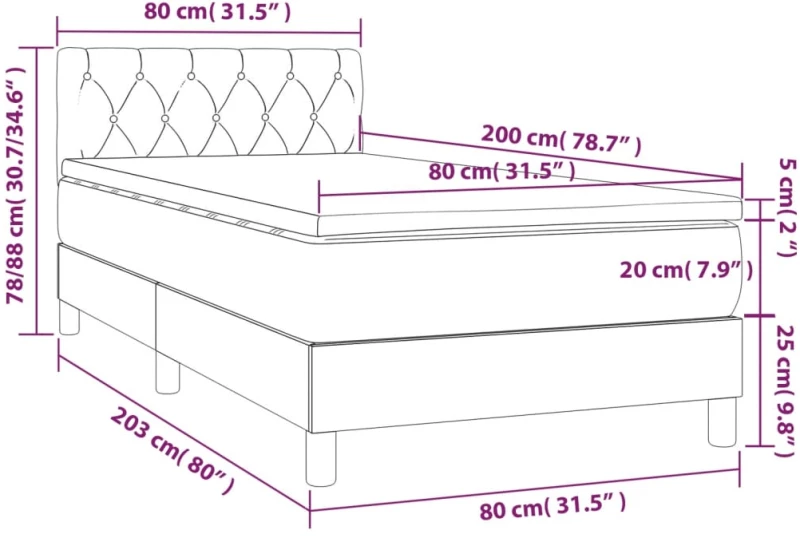ΚΡΕΒΑΤΙ BOXSPRING ΜΕ ΣΤΡΩΜΑ TAUPE 80X200 ΕΚ. ΥΦΑΣΜΑΤΙΝΟ 3140253