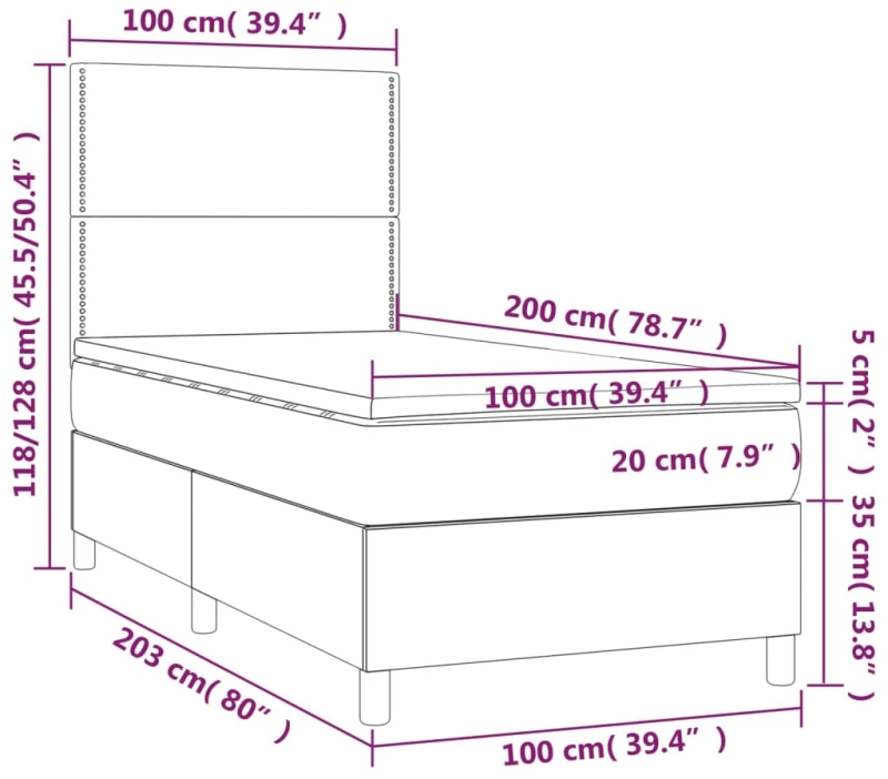 ΚΡΕΒΑΤΙ BOXSPRING ΜΕ ΣΤΡΩΜΑ TAUPE 100 X 200 ΕΚ. ΥΦΑΣΜΑΤΙΝΟ 3142237