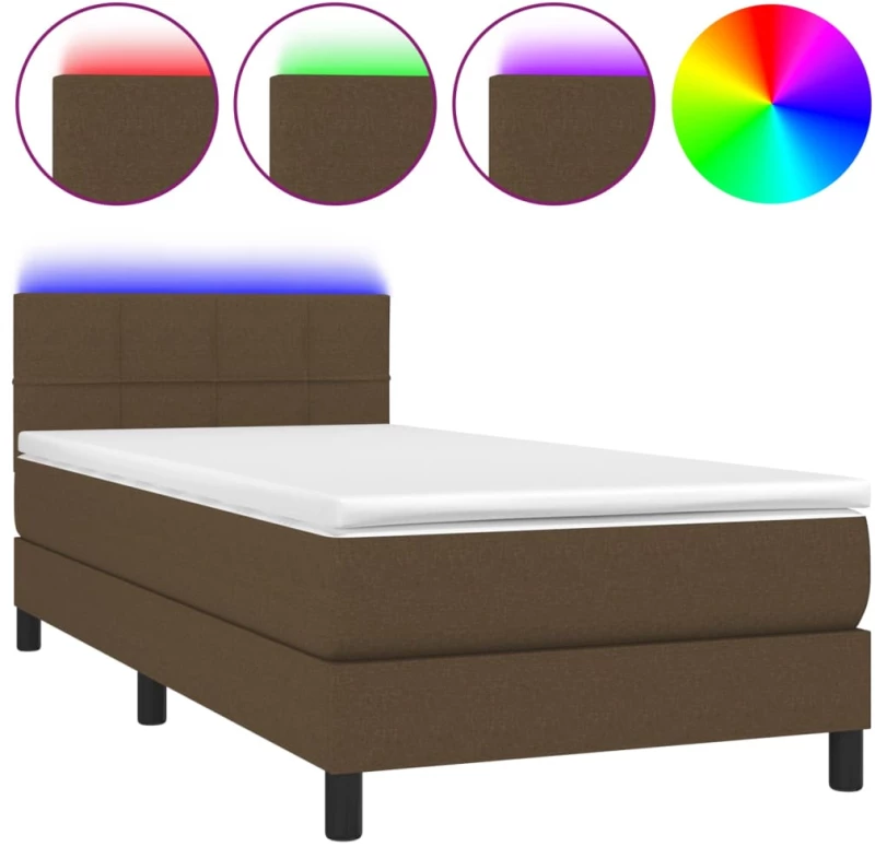 ΚΡΕΒΑΤΙ BOXSPRING ΜΕ ΣΤΡΩΜΑ & LED ΣΚ.ΚΑΦΕ 90X190 ΕΚ. ΥΦΑΣΜΑΤΙΝΟ 3133120