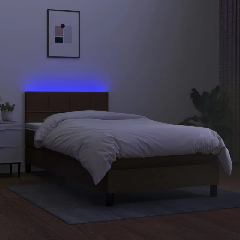ΚΡΕΒΑΤΙ BOXSPRING ΜΕ ΣΤΡΩΜΑ & LED ΣΚ.ΚΑΦΕ 90X190 ΕΚ. ΥΦΑΣΜΑΤΙΝΟ 3133120