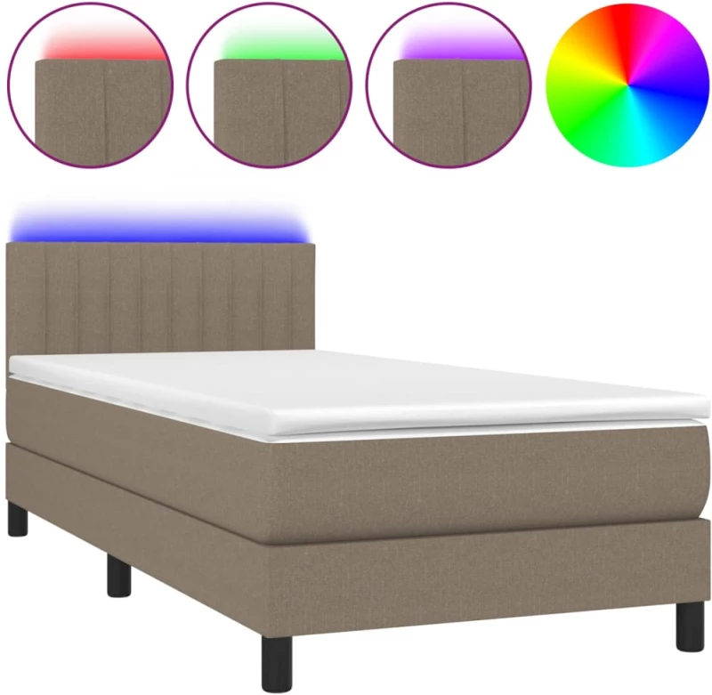 ΚΡΕΒΑΤΙ BOXSPRING ΜΕ ΣΤΡΩΜΑ & LED TAUPE 80X200 ΕΚ. ΥΦΑΣΜΑΤΙΝΟ 3133273
