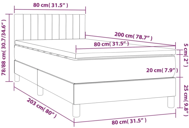 ΚΡΕΒΑΤΙ BOXSPRING ΜΕ ΣΤΡΩΜΑ & LED TAUPE 80X200 ΕΚ. ΥΦΑΣΜΑΤΙΝΟ 3133273