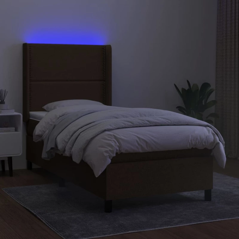 ΚΡΕΒΑΤΙ BOXSPRING ΜΕ ΣΤΡΩΜΑ & LED ΣΚ.ΚΑΦΕ 90X200 ΕΚ. ΥΦΑΣΜΑΤΙΝΟ 3138208