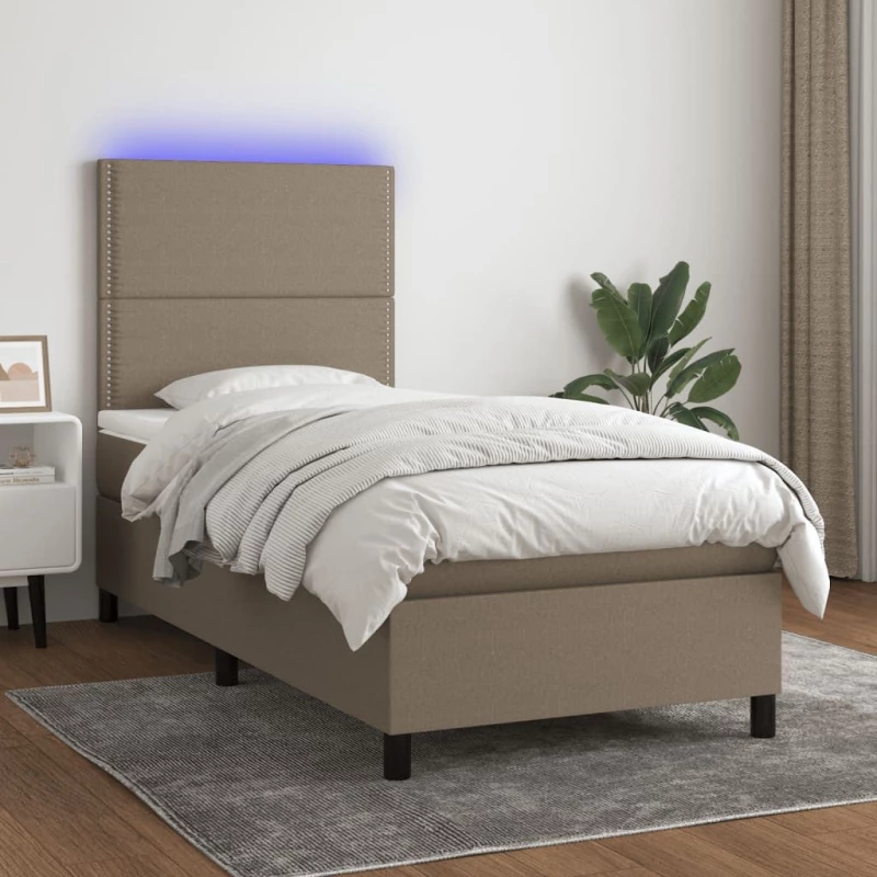 ΚΡΕΒΑΤΙ BOXSPRING ΜΕ ΣΤΡΩΜΑ & LED TAUPE 100X200 ΕΚ. ΥΦΑΣΜΑΤΙΝΟ 3134777