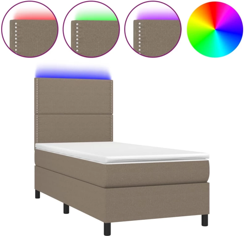 ΚΡΕΒΑΤΙ BOXSPRING ΜΕ ΣΤΡΩΜΑ & LED TAUPE 100X200 ΕΚ. ΥΦΑΣΜΑΤΙΝΟ 3134777