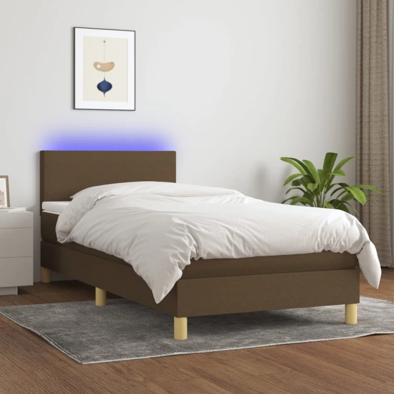 ΚΡΕΒΑΤΙ BOXSPRING ΜΕ ΣΤΡΩΜΑ & LED ΣΚ.ΚΑΦΕ 90X190 ΕΚ. ΥΦΑΣΜΑΤΙΝΟ 3133520
