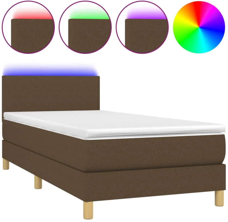 ΚΡΕΒΑΤΙ BOXSPRING ΜΕ ΣΤΡΩΜΑ & LED ΣΚ.ΚΑΦΕ 90X190 ΕΚ. ΥΦΑΣΜΑΤΙΝΟ 3133520