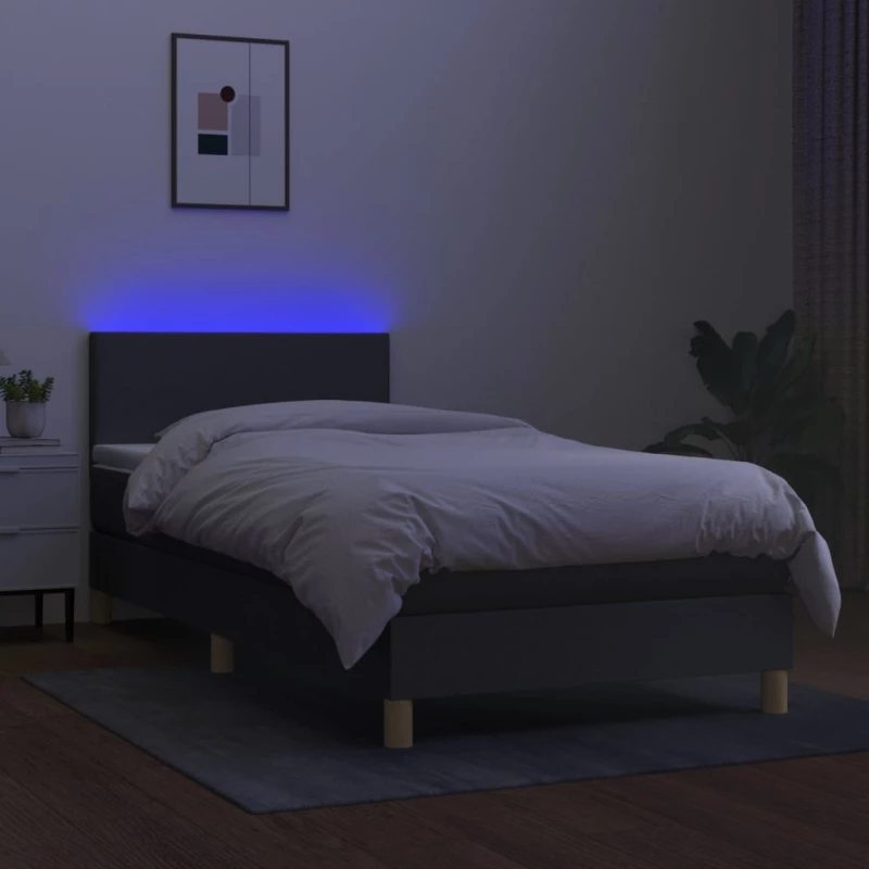 ΚΡΕΒΑΤΙ BOXSPRING ΜΕ ΣΤΡΩΜΑ & LED ΣΚ.ΚΑΦΕ 90X190 ΕΚ. ΥΦΑΣΜΑΤΙΝΟ 3133520