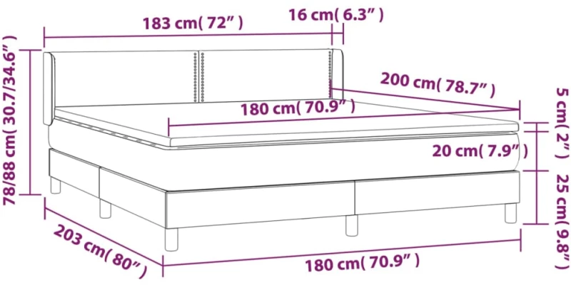 ΚΡΕΒΑΤΙ BOXSPRING ΜΕ ΣΤΡΩΜΑ ΣΚΟΥΡΟ ΚΑΦΕ 180X200 ΕΚ ΥΦΑΣΜΑΤΙΝΟ 3129652