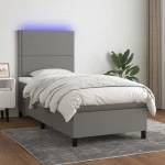 ΚΡΕΒΑΤΙ BOXSPRING ΜΕ ΣΤΡΩΜΑ & LED ΣΚ.ΓΚΡΙ 90X190 ΕΚ. ΥΦΑΣΜΑΤΙΝΟ 3134758