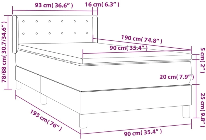 ΚΡΕΒΑΤΙ BOXSPRING ΜΕ ΣΤΡΩΜΑ ΣΚΟΥΡΟ ΚΑΦΕ 90X190 ΕΚ. ΥΦΑΣΜΑΤΙΝΟ 3129996