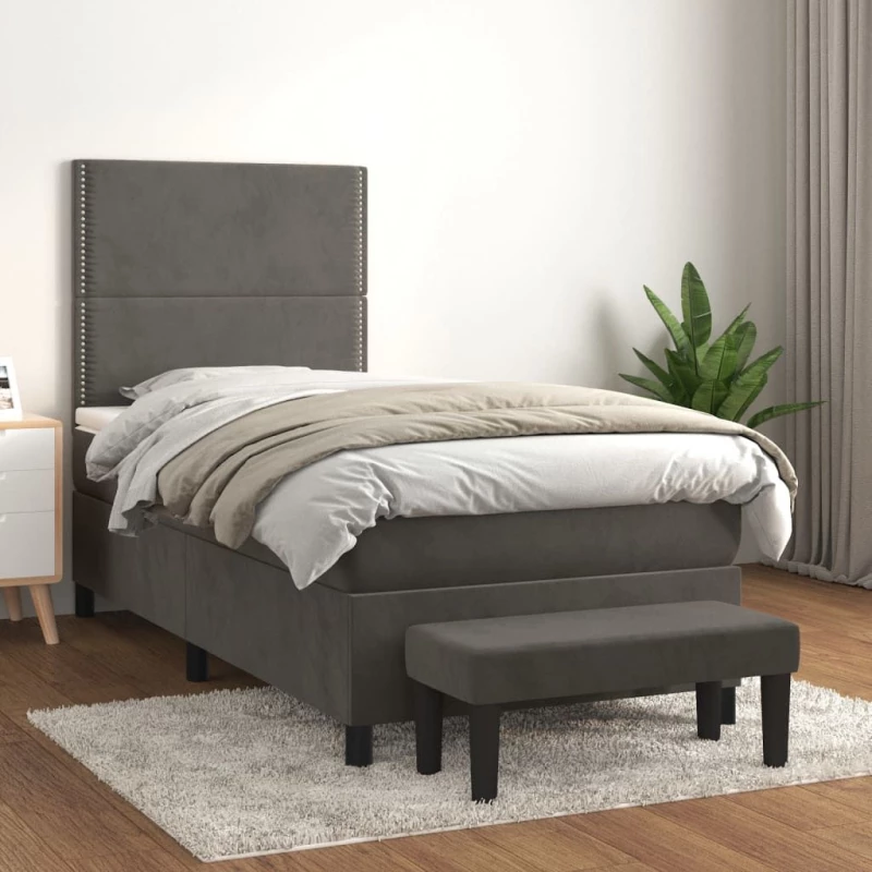 ΚΡΕΒΑΤΙ BOXSPRING ΜΕ ΣΤΡΩΜΑ ΣΚΟΥΡΟ ΓΚΡΙ 80X200 ΕΚ. ΒΕΛΟΥΔΙΝΟ 3137750