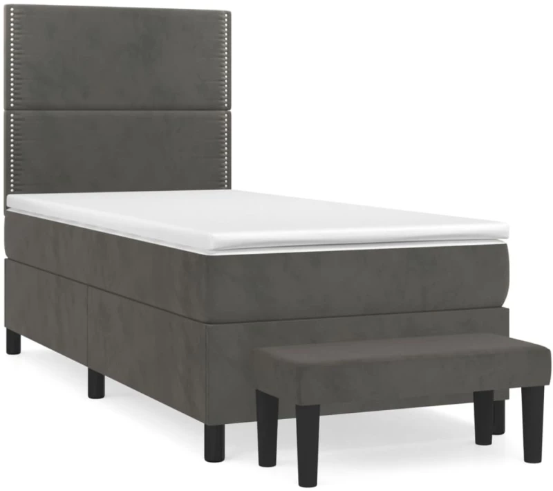 ΚΡΕΒΑΤΙ BOXSPRING ΜΕ ΣΤΡΩΜΑ ΣΚΟΥΡΟ ΓΚΡΙ 80X200 ΕΚ. ΒΕΛΟΥΔΙΝΟ 3137750