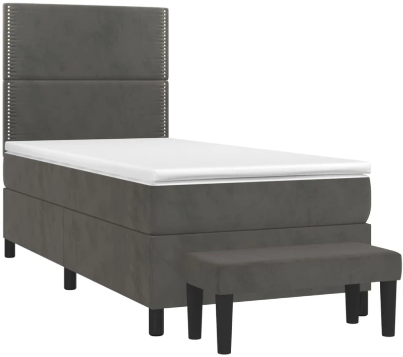 ΚΡΕΒΑΤΙ BOXSPRING ΜΕ ΣΤΡΩΜΑ ΣΚΟΥΡΟ ΓΚΡΙ 80X200 ΕΚ. ΒΕΛΟΥΔΙΝΟ 3137750