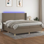 ΚΡΕΒΑΤΙ BOXSPRING ΜΕ ΣΤΡΩΜΑ & LED TAUPE 200X200 ΕΚ. ΥΦΑΣΜΑΤΙΝΟ 3138825
