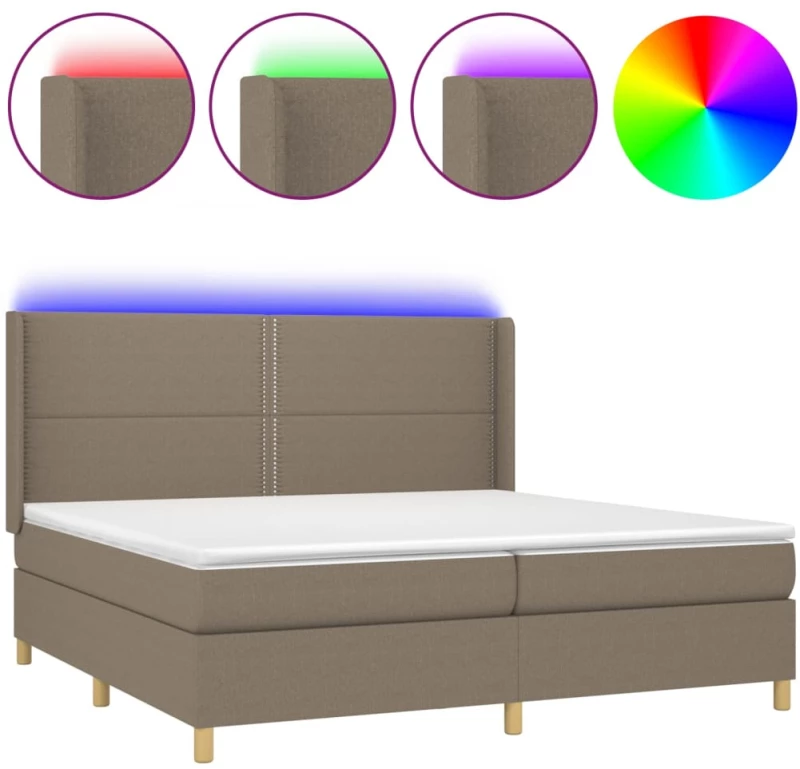 ΚΡΕΒΑΤΙ BOXSPRING ΜΕ ΣΤΡΩΜΑ & LED TAUPE 200X200 ΕΚ. ΥΦΑΣΜΑΤΙΝΟ 3138825