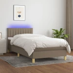 ΚΡΕΒΑΤΙ BOXSPRING ΜΕ ΣΤΡΩΜΑ & LED TAUPE 90X190 ΕΚ. ΥΦΑΣΜΑΤΙΝΟ 3133841