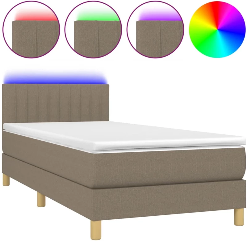 ΚΡΕΒΑΤΙ BOXSPRING ΜΕ ΣΤΡΩΜΑ & LED TAUPE 90X190 ΕΚ. ΥΦΑΣΜΑΤΙΝΟ 3133841