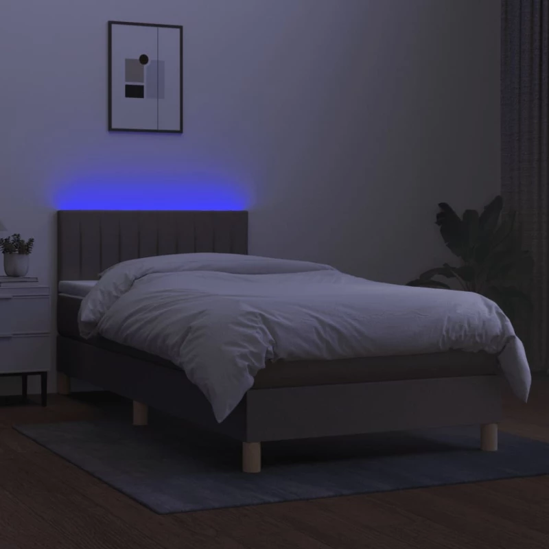 ΚΡΕΒΑΤΙ BOXSPRING ΜΕ ΣΤΡΩΜΑ & LED TAUPE 90X190 ΕΚ. ΥΦΑΣΜΑΤΙΝΟ 3133841
