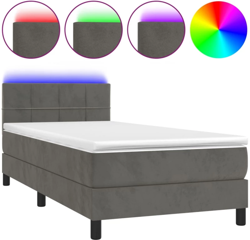 ΚΡΕΒΑΤΙ BOXSPRING ΜΕ ΣΤΡΩΜΑ & LED ΣΚ. ΓΚΡΙ 80X200 ΕΚ. ΒΕΛΟΥΔΙΝΟ 3134370