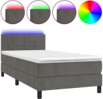 ΚΡΕΒΑΤΙ BOXSPRING ΜΕ ΣΤΡΩΜΑ & LED ΣΚ. ΓΚΡΙ 80X200 ΕΚ. ΒΕΛΟΥΔΙΝΟ 3134370