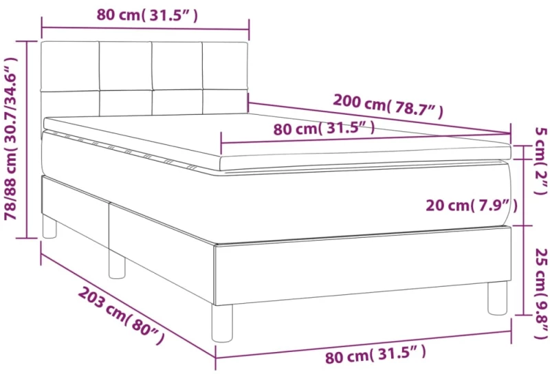 ΚΡΕΒΑΤΙ BOXSPRING ΜΕ ΣΤΡΩΜΑ & LED ΣΚ. ΓΚΡΙ 80X200 ΕΚ. ΒΕΛΟΥΔΙΝΟ 3134370