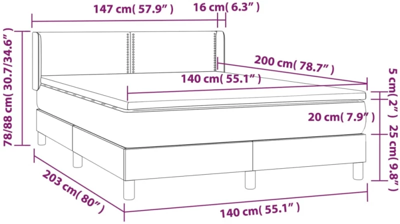 ΚΡΕΒΑΤΙ BOXSPRING ΜΕ ΣΤΡΩΜΑ ΑΝΟΙΧΤΟ ΓΚΡΙ 140X200 ΕΚ. ΥΦΑΣΜΑΤΙΝΟ 3129633