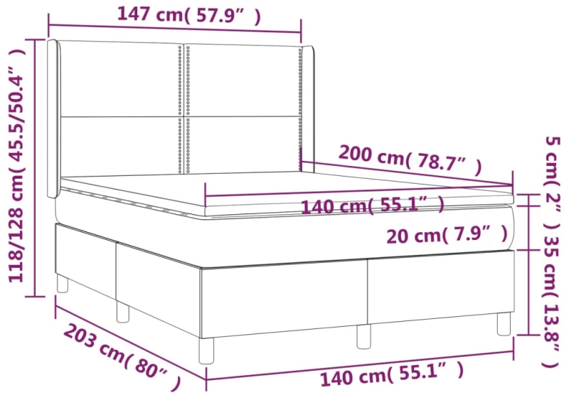 ΚΡΕΒΑΤΙ BOXSPRING ΜΕ ΣΤΡΩΜΑ ΑΝΟΙΧΤΟ ΓΚΡΙ 140X200 ΕΚ. ΥΦΑΣΜΑΤΙΝΟ 3131353