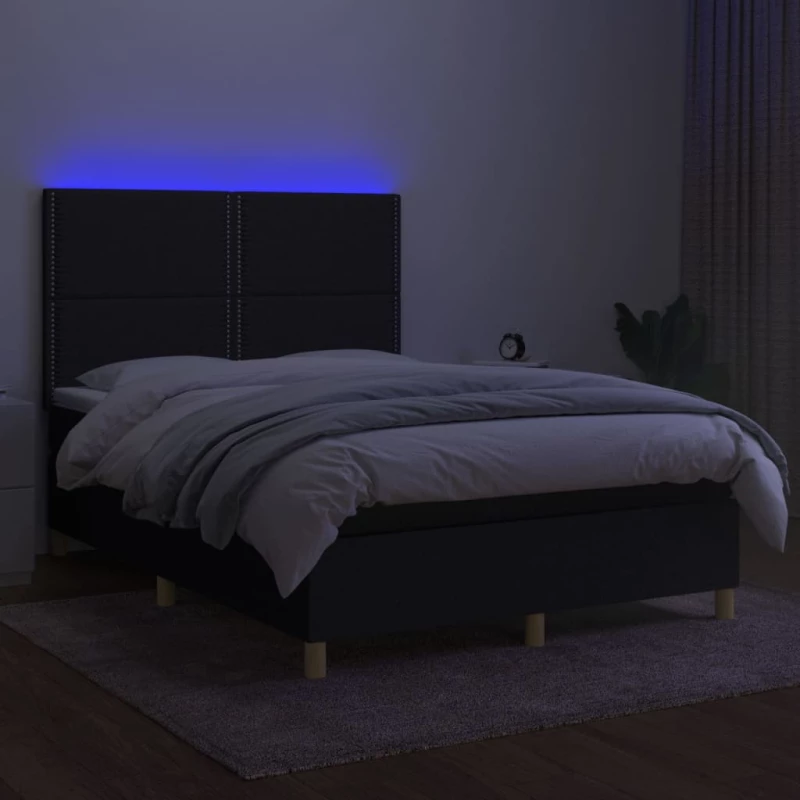 ΚΡΕΒΑΤΙ BOXSPRING ΜΕ ΣΤΡΩΜΑ & LED ΜΑΥΡΟ 140X200 ΕΚ. ΥΦΑΣΜΑΤΙΝΟ 3135359
