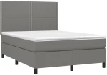 ΚΡΕΒΑΤΙ BOXSPRING ΜΕ ΣΤΡΩΜΑ ΣΚΟΥΡΟ ΓΚΡΙ 140X190 ΕΚ. ΥΦΑΣΜΑΤΙΝΟ 3141690