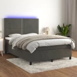 ΚΡΕΒΑΤΙ BOXSPRING ΜΕ ΣΤΡΩΜΑ & LED ΣΚ. ΓΚΡΙ 140X200ΕΚ. ΒΕΛΟΥΔΙΝΟ 3136066