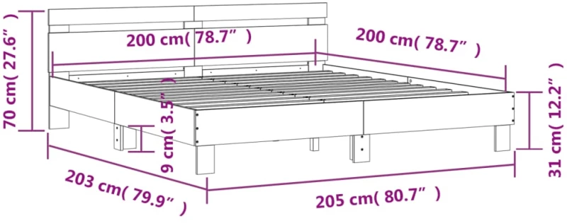 ΠΛΑΙΣΙΟ ΚΡΕΒΑΤΙΟΥ ΜΕ ΚΕΦΑΛΑΡΙ ΓΚΡΙ SONOMA 200X200ΕΚ. ΕΠΕΞ. ΞΥΛΟ 3207397