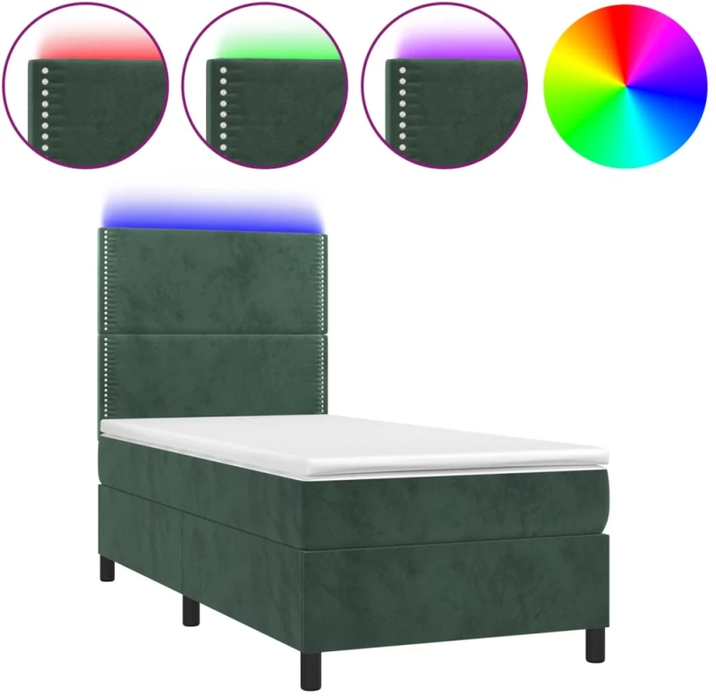 ΚΡΕΒΑΤΙ BOXSPRING ΜΕ ΣΤΡΩΜΑ & LED ΣΚ. ΠΡΑΣΙΝΟ 90X190 ΕΚ ΒΕΛΟΥΔΟ 3136038
