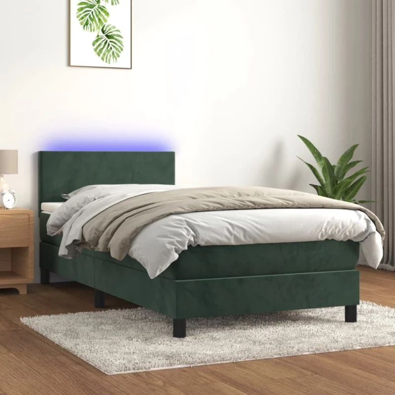 ΚΡΕΒΑΤΙ BOXSPRING ΜΕ ΣΤΡΩΜΑ & LED ΣΚ. ΠΡΑΣΙΝΟ 90X190 ΕΚ ΒΕΛΟΥΔΟ 3134258