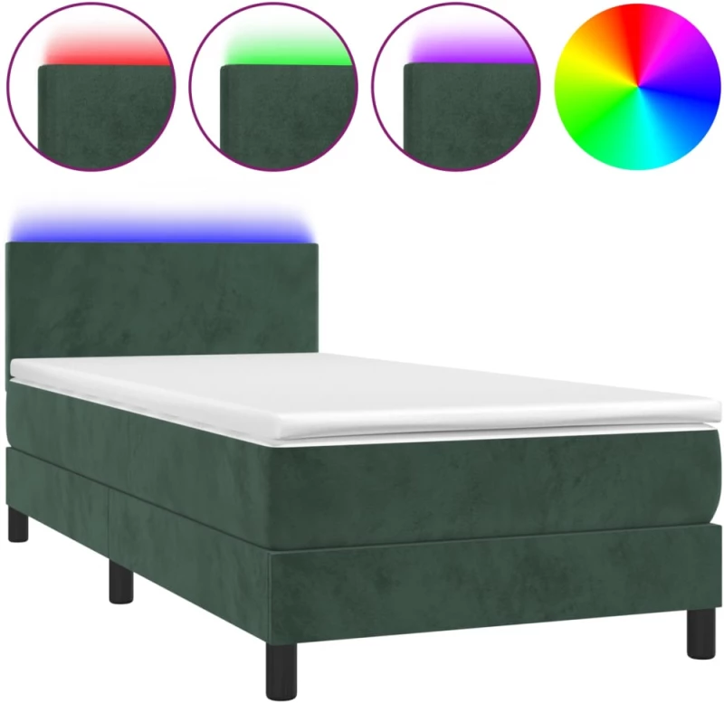 ΚΡΕΒΑΤΙ BOXSPRING ΜΕ ΣΤΡΩΜΑ & LED ΣΚ. ΠΡΑΣΙΝΟ 90X190 ΕΚ ΒΕΛΟΥΔΟ 3134258