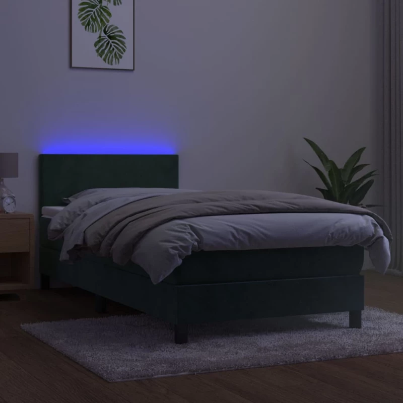 ΚΡΕΒΑΤΙ BOXSPRING ΜΕ ΣΤΡΩΜΑ & LED ΣΚ. ΠΡΑΣΙΝΟ 90X190 ΕΚ ΒΕΛΟΥΔΟ 3134258