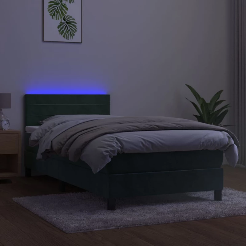 ΚΡΕΒΑΤΙ BOXSPRING ΜΕ ΣΤΡΩΜΑ & LED ΣΚ. ΠΡΑΣΙΝΟ 90X190 ΕΚ ΒΕΛΟΥΔΟ 3134438