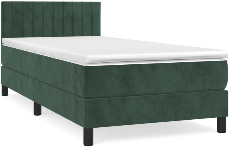 ΚΡΕΒΑΤΙ BOXSPRING ΜΕ ΣΤΡΩΜΑ ΣΚΟΥΡΟ ΠΡΑΣΙΝΟ 90X190 ΕΚ. ΒΕΛΟΥΔΙΝΟ 3141398