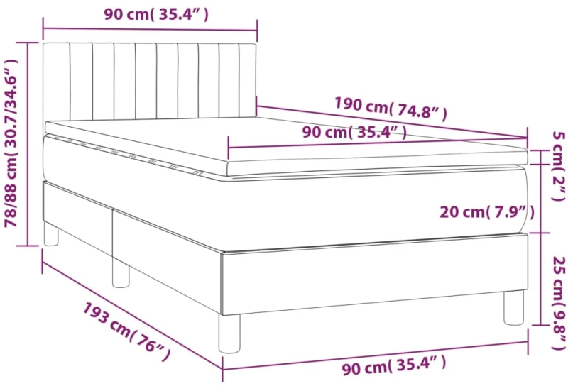 ΚΡΕΒΑΤΙ BOXSPRING ΜΕ ΣΤΡΩΜΑ ΣΚΟΥΡΟ ΠΡΑΣΙΝΟ 90X190 ΕΚ. ΒΕΛΟΥΔΙΝΟ 3141398
